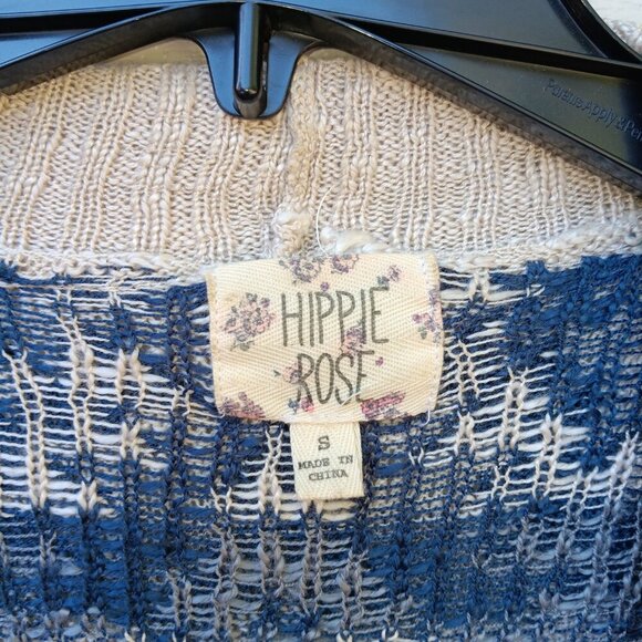 Hippie Rose Aztec Southwestern Open Cardigan Size Small Boho Cream Blue Red - Picture 4 of 4